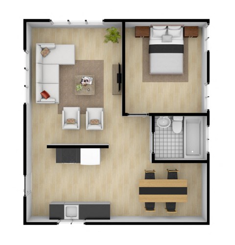 a floor plan of a home with a bedroom and a living room